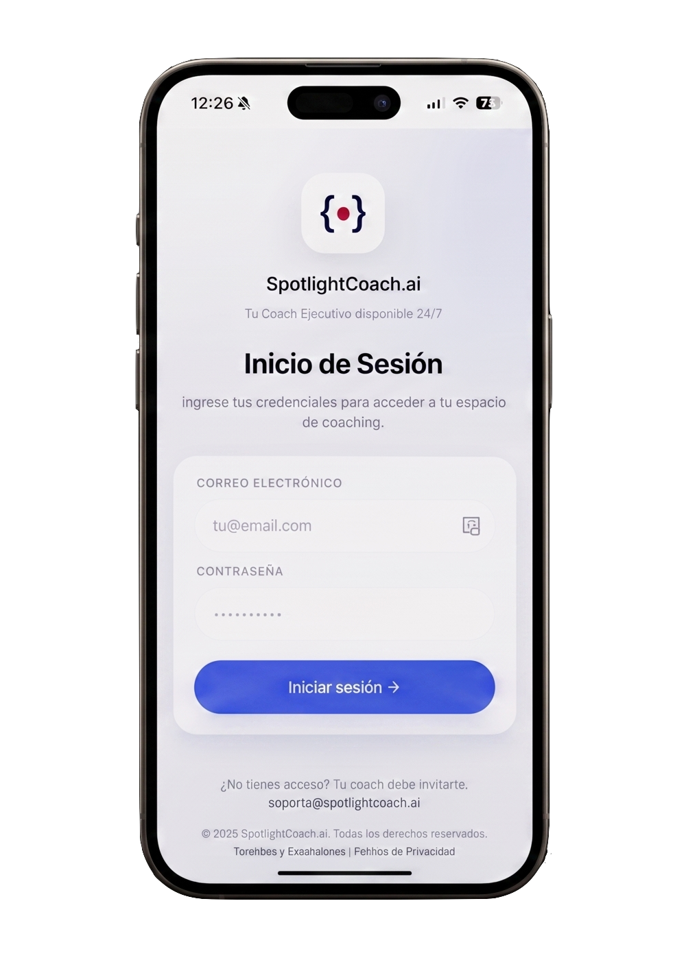 SpotlightCoach.ai en un iPhone