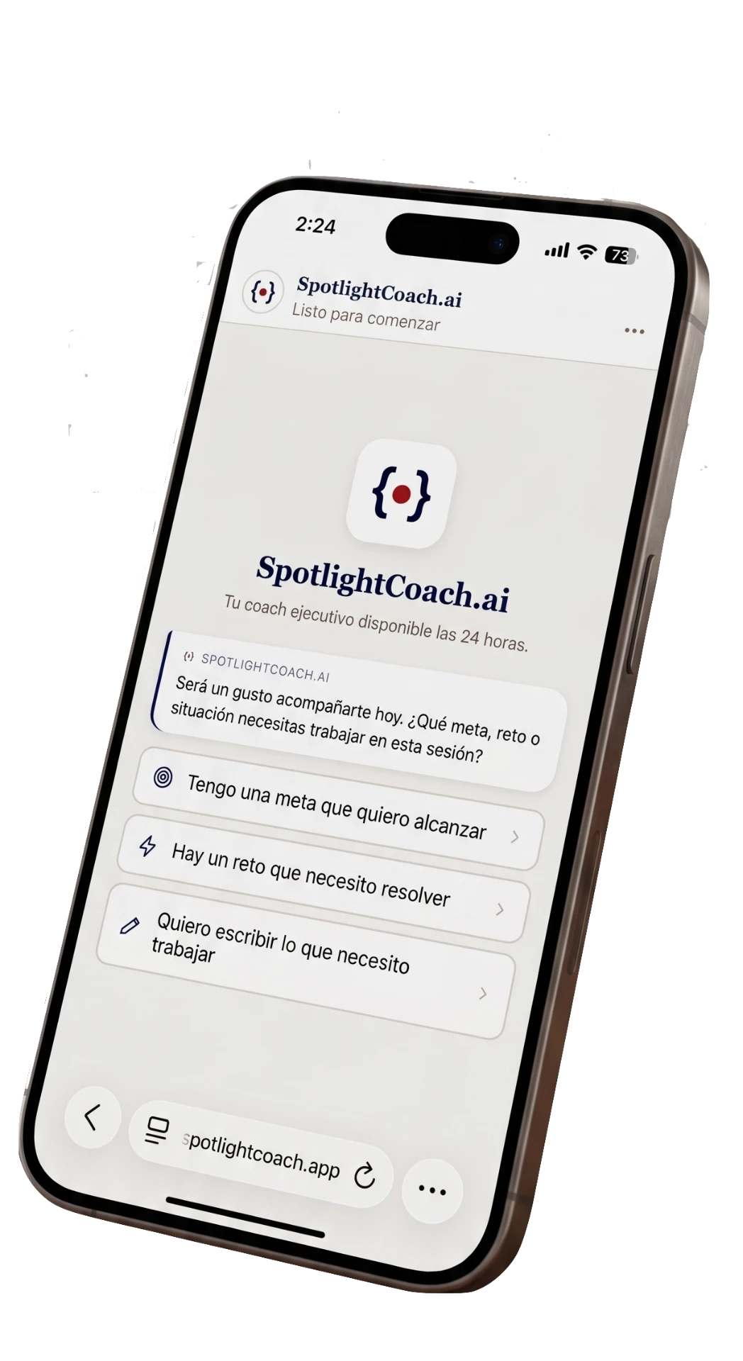 SpotlightCoach.ai en un iPhone
